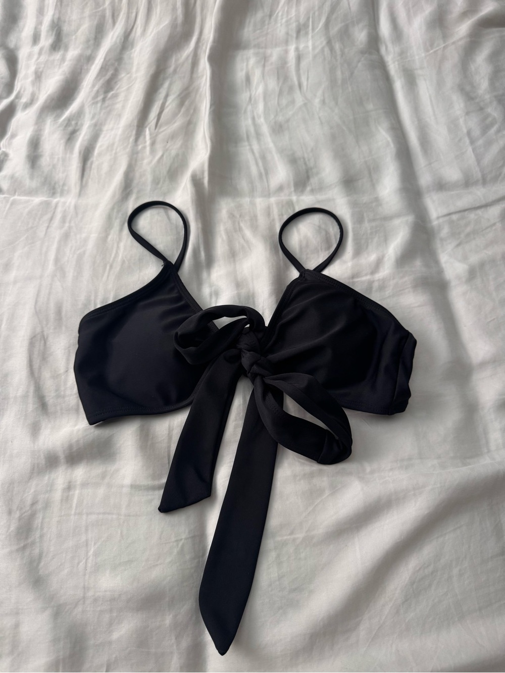 Women’s Black Tie-Front Bralette Swim Top